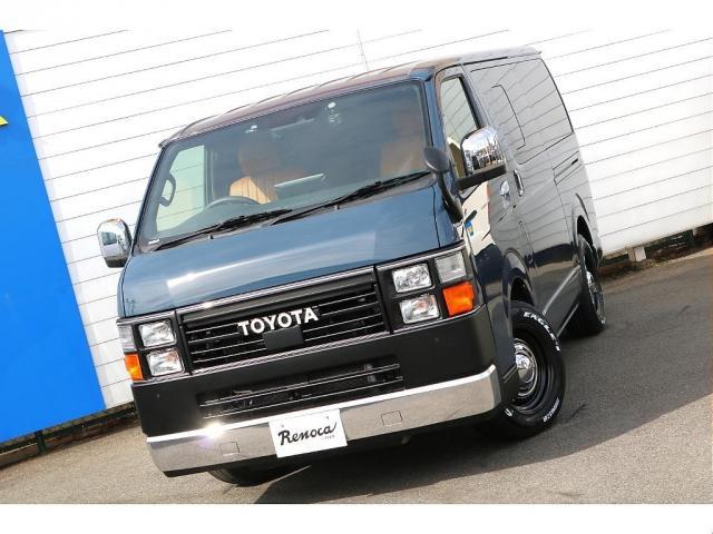 ハイエースバン スーパーGL ダークプライムII RENOCA角目 フェイスチェンジ 前後メッキラッピング アルルブルーオールペイント ディーン クロスカントリー 16インチアルミ ナスカーホワイトレタータイヤ クラシック LEDテールランプ ETC(7枚目)