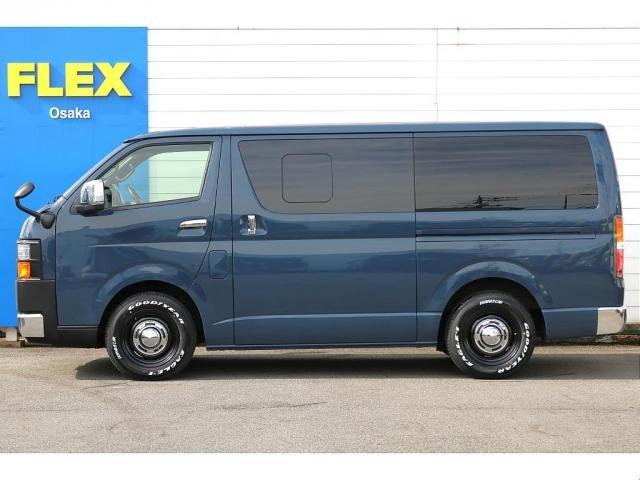 ハイエースバン スーパーGL ダークプライムII RENOCA角目 フェイスチェンジ 前後メッキラッピング アルルブルーオールペイント ディーン クロスカントリー 16インチアルミ ナスカーホワイトレタータイヤ クラシック LEDテールランプ ETC(10枚目)