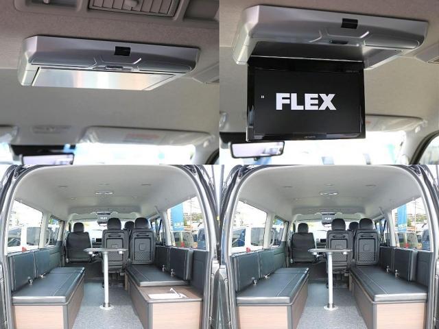 ハイエースワゴン GL T-FORCEスポイラー Delfinoオーバーフェンダー NEXUS TRAIL NT-1 TOYOオープンカントリータイヤ NEO TRACE LEDテール SMOKE カロッツェリア7インチナビ(5枚目)