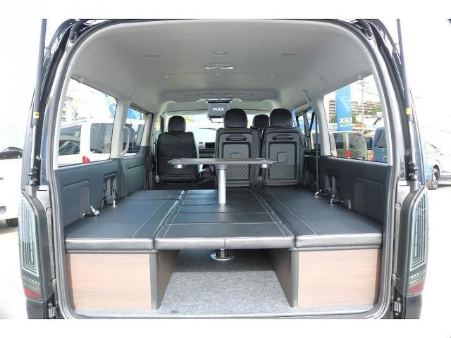 ハイエースワゴン GL T-FORCEスポイラー Delfinoオーバーフェンダー NEXUS TRAIL NT-1 TOYOオープンカントリータイヤ NEO TRACE LEDテール SMOKE カロッツェリア7インチナビ(20枚目)