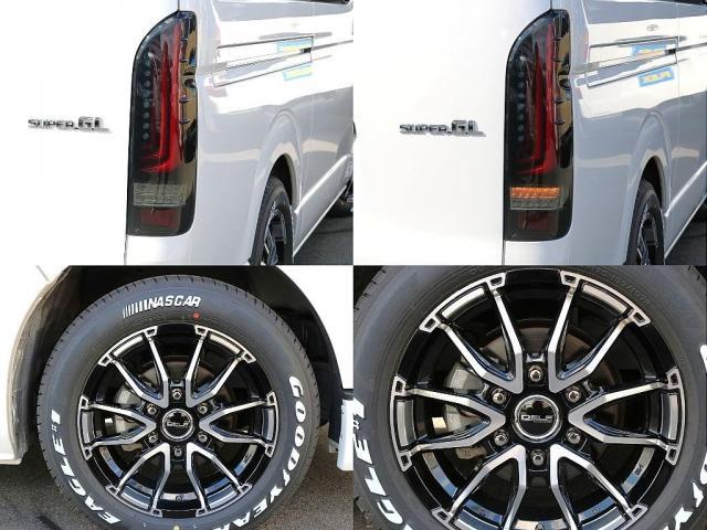 ハイエースバン スーパーGL ダークプライムII FLEX Delfinoフロントスポイラー 1.5インチローダウン Delf02 17インチ ナスカーホワイトレタータイヤ プレステージLEDテールランプ ドアバイザー アルパインメカレスナビ ETC(12枚目)