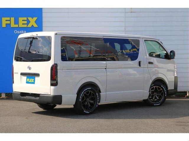 ハイエースバン ロングDX T-FORCEスポイラー FLEX Delfinoオーバーフェンダー バルベロスタイリングヘックス 17インチ ナスカーホワイトレタータイヤ プレステージ type2 LEDテールランプ シートカバー(10枚目)