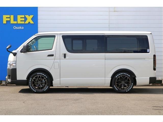 ハイエースバン ロングDX T-FORCEスポイラー FLEX Delfinoオーバーフェンダー バルベロスタイリングヘックス 17インチ ナスカーホワイトレタータイヤ プレステージ type2 LEDテールランプ シートカバー(12枚目)