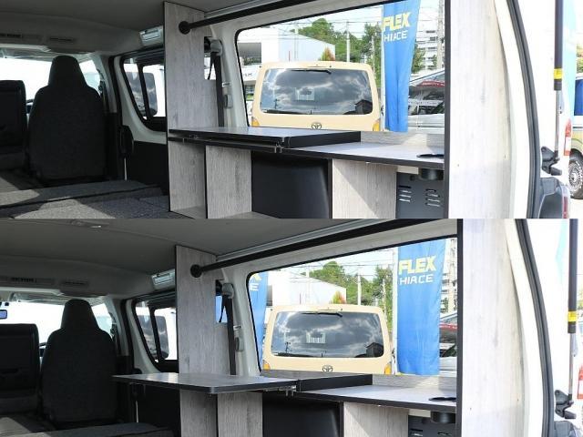 ハイエースバン ロングDX T-FORCEスポイラー FLEX Delfinoオーバーフェンダー バルベロスタイリングヘックス 17インチ ナスカーホワイトレタータイヤ プレステージ type2 LEDテールランプ シートカバー(20枚目)