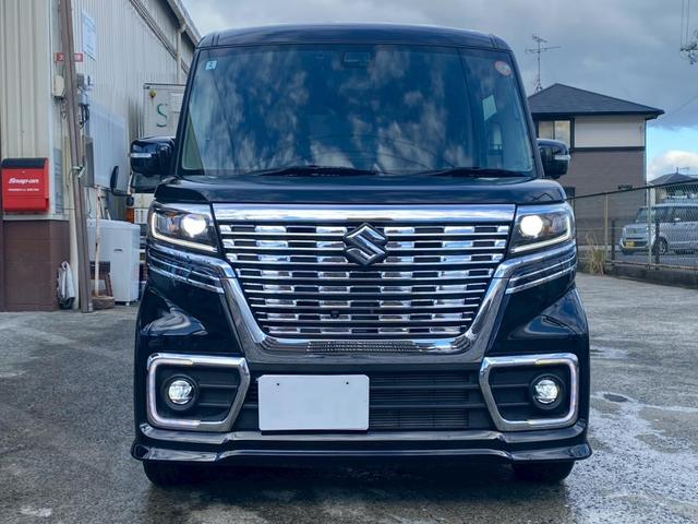 スペーシアカスタム ハイブリッドＸＳターボ　ユーザー買取　ワンオーナー　純正８インチナビ　フルセグ　全方位モニター用カメラパッケージ　コムテック製ミラー型ドラレコ　ＥＴＣ　両側パワースライドドア　ＨＵＤ　ＬＥＤヘッド　ハーフレザー　パドルシフト（2枚目）