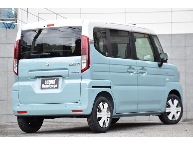スペーシア ハイブリッドＸ　新車未登録車／メーカーオプション９インチナビ／全方位カメラ／２トーン車／フルセグＴＶ／両側パワースライドドア／シートヒーター／オートライト／オートハイビームーＬＥＤヘッドライト（55枚目）