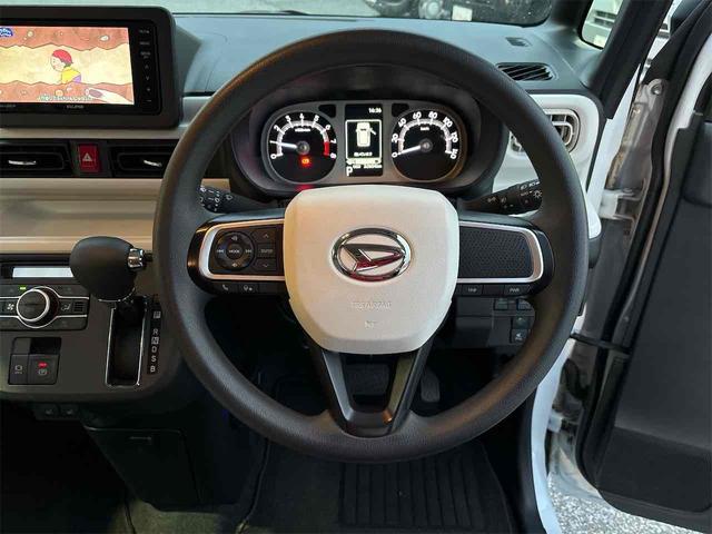 ムーヴキャンバス ストライプスG ETC バックカメラ 両側電動スライドドア ナビ TV クリアランスソナー 衝突被害軽減システム オートライト スマートキー アイドリングストップ 電動格納ミラー シートヒーター ベンチシート CVT(6枚目)