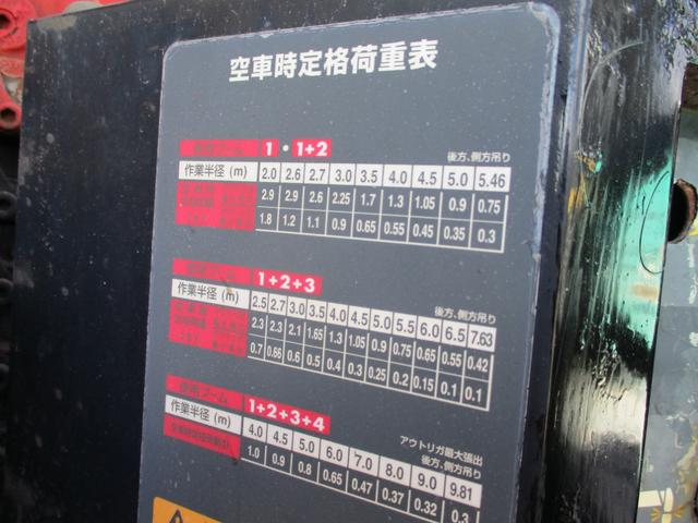 ファイター ２．３トン　２．９３トン吊り　古河ユニック　４段クレーン　フックイン　６速ＭＴ　荷寸５１０／２１０／２０　ベッド　坂道発進補助装置　左電格ミラー　荷台塗装　メッキパーツ　作業灯　タイヤ灯　アウトリガー　４トンベース　４トン車　４トン平　平　平車　ＭＴ（26枚目）