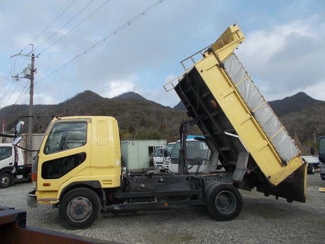 ファイター ７．２トン　増トン　新明和　ダンプ　船底仕様　電動コボレーン　成約時単色外装塗装！　ベッド　１方開　ピン加工１箇所　ＥＴＣ　国産エンジン　舟形ダンプ　エア抜けなし　左電格ミラー　ターボなし　荷寸（船底）３４１－１９０－５６　坂道発進補助装置　ユーザー買取　架装（9枚目）