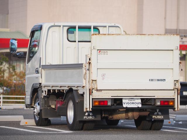 キャンター 平ボディ　パワーゲート付き　極東パワーゲート　昇降荷重６００ｋｇ（９４ｃｍ×１５８ｃｍ）　最積１５００ｋｇ　荷台内寸１６０ｃｍ×３０８ｃｍ×３８ｃｍ　後輪Ｗタイヤ　メッキパーツ　アオリ縞板　ナビ　地デジ　ＤＶＤ／ＣＤ／ＢＴ（18枚目）