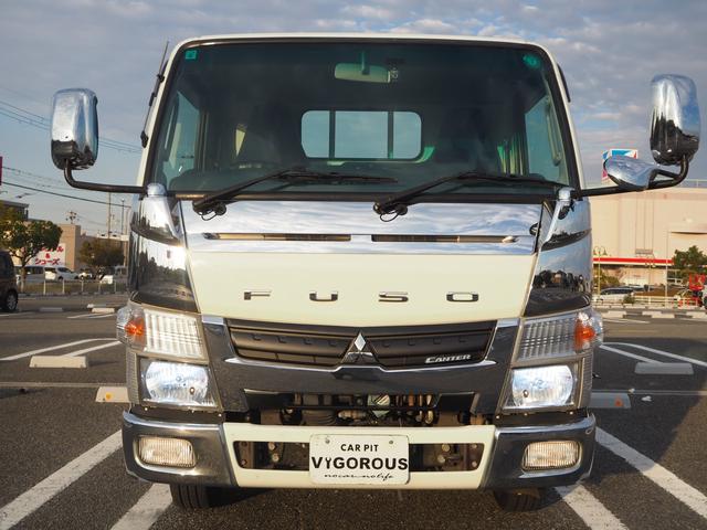 キャンター 平ボディ　パワーゲート付き　極東パワーゲート　昇降荷重６００ｋｇ（９４ｃｍ×１５８ｃｍ）　最積１５００ｋｇ　荷台内寸１６０ｃｍ×３０８ｃｍ×３８ｃｍ　後輪Ｗタイヤ　メッキパーツ　アオリ縞板　ナビ　地デジ　ＤＶＤ／ＣＤ／ＢＴ（59枚目）