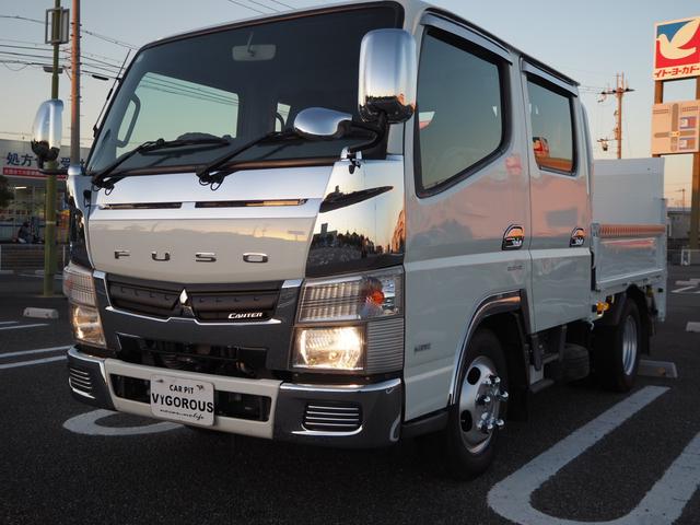 キャンター Ｗキャブ全低床　新明和垂直パワーゲート　昇降荷重６００ｋｇ（１００ｃｍ×１５８ｃｍ）　最積２０００ｋｇ　荷台内寸（２０７ｃｍ×１６１ｃｍ×３７ｃｍ）　後輪Ｗタイヤ　ＥＴＣ　シートカバー／ハンドルカバー　メッキパーツ（63枚目）