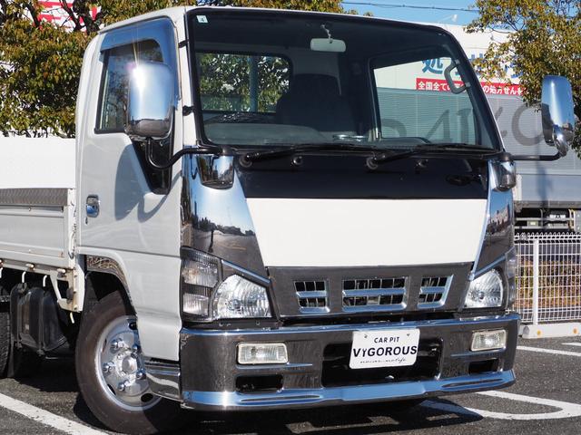 エルフトラック ベースグレード　新明和垂直パワーゲート　昇降荷重６００ｋｇ（１５８ｃｍ×８４ｃｍ）　最積２０００ｋｇ　荷台内寸（１６１ｃｍ×３０６ｃｍ×３８ｃｍ）　後輪Ｗタイヤ　メッキパーツ　アオリ縞板　左電格　ＥＴＣ（9枚目）