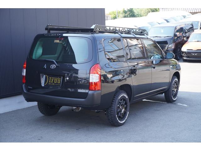 プロボックス F カスタムギアリフトアップDynastyGROUNDバンパーLEDヘッドライトラプター塗装DピラースピーカキットCFマットコーデュロイバケットシートカバー助手席テーブル地ナビピアノブラックインテリア(22枚目)