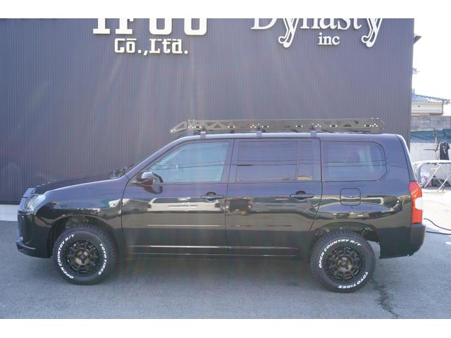 プロボックス F カスタムギアリフトアップDynastyGROUNDバンパーLEDヘッドライトラプター塗装DピラースピーカキットCFマットコーデュロイバケットシートカバー助手席テーブル地ナビピアノブラックインテリア(32枚目)