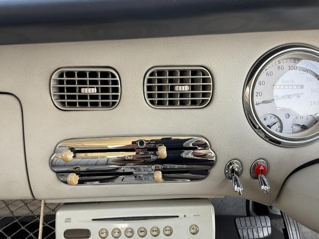 フィガロ ベースグレード R6年同色オールペン R6年幌張替 R6年タイミングベルト交換 内張り張替え済 シート張替済 トリム インパネ張替え済 コーテング施工 キーレス スペアキー ETC 純正OPバイザー禁煙車(48枚目)