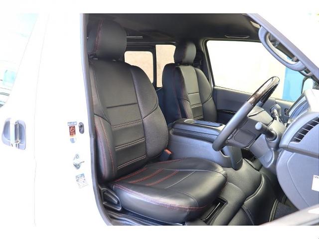 ハイエースバン スーパーGL ダークプライムII バッドフェイスボンネット TRDデイライト付きフロントスポイラー TRDマッドフラップ FLEXオーバーフェンダー RAYS 16インチAW TOYOオープンカントリー アルパインBIGXナビ(14枚目)