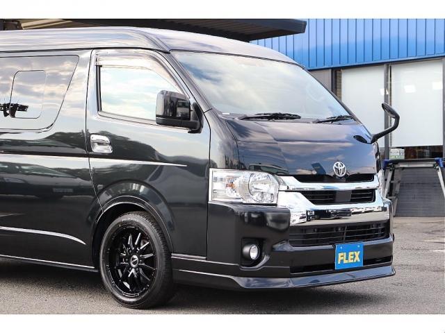 ハイエースワゴン ＧＬ　ロング　フロントスポイラーオーバーフェンダー　Ｄｅｌｆ０６　１８インチＡＷＴＯＹＯタイヤ１８インチＦＬＥＸアルティメットＬＥＤテールランプ純正７インチＳＤナビゲーション純正１０．２インチフリップダウンモニター（5枚目）