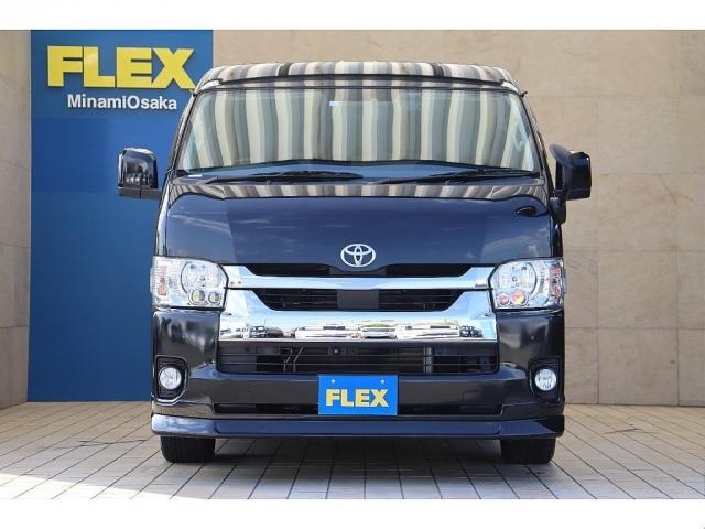 ハイエースワゴン ＧＬ　ロング　フロントスポイラーオーバーフェンダー　Ｄｅｌｆ０６　１８インチＡＷＴＯＹＯタイヤ１８インチＦＬＥＸアルティメットＬＥＤテールランプ純正７インチＳＤナビゲーション純正１０．２インチフリップダウンモニター（6枚目）