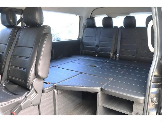 ハイエースワゴン ＧＬ　ロング　フロントスポイラーオーバーフェンダー　Ｄｅｌｆ０６　１８インチＡＷＴＯＹＯタイヤ１８インチＦＬＥＸアルティメットＬＥＤテールランプ純正７インチＳＤナビゲーション純正１０．２インチフリップダウンモニター（16枚目）