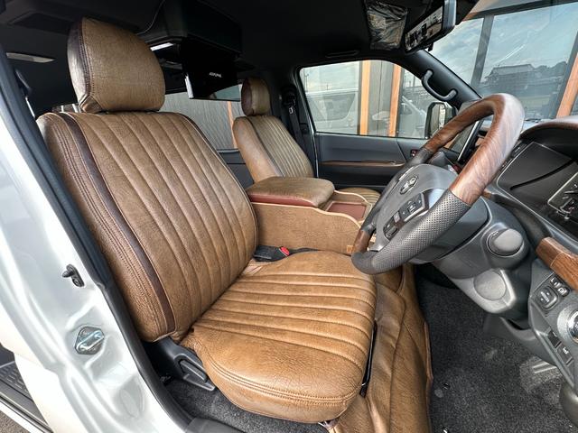 ハイエースバン スーパーＧＬ　ダークプライムＩＩ　ＢＵＡＮＪＡＰＡＮデモカー／ブラウンアンティーク仕様／ローダウン／ベッドキット／アルパインＢＩＧＸフローティングナビ／アルパイン１２．８型フリップダウンモニター（18枚目）