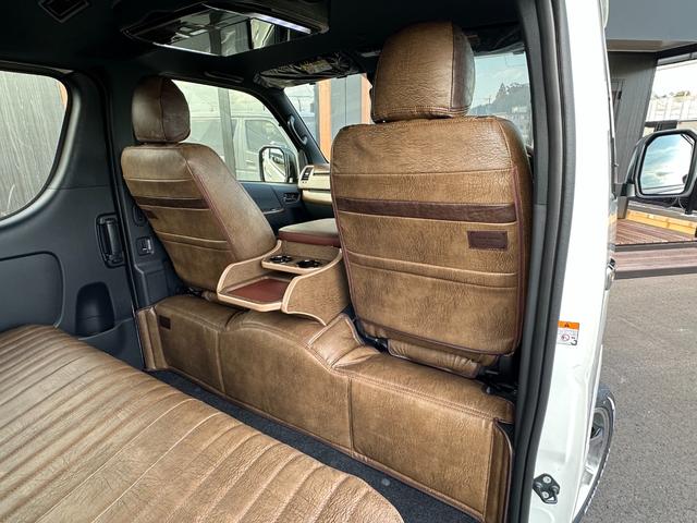ハイエースバン スーパーＧＬ　ダークプライムＩＩ　ＢＵＡＮＪＡＰＡＮデモカー／ブラウンアンティーク仕様／ローダウン／ベッドキット／アルパインＢＩＧＸフローティングナビ／アルパイン１２．８型フリップダウンモニター（62枚目）