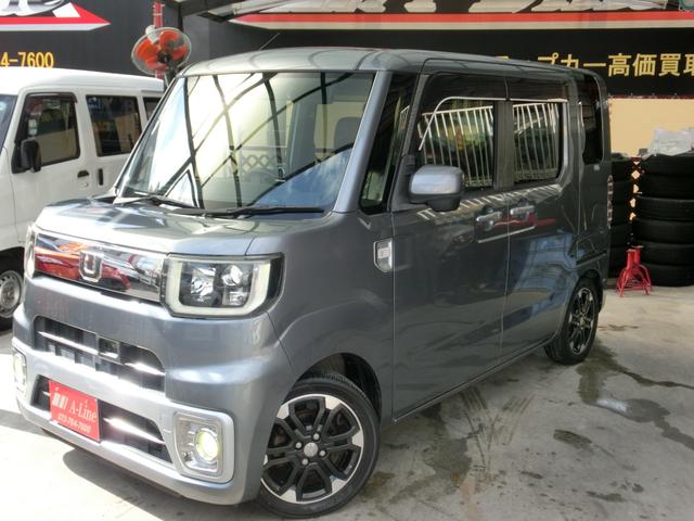 ウェイク G SA 全国1年保証 ターボ車 両側パワースライドドア LEDヘッドライト 新名神対応Bluetooth対応フルセグナビ リアモニター リヤカメラ ETC 前後ドラレコ 革調シートカバー(4枚目)