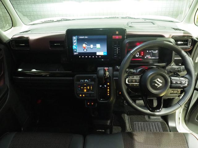 スペーシアカスタム ハイブリッドXSターボ ツートンカラー 純正9インチナビ 全方位モニター セーフティサポート シートヒーター ステリングヒーター 両側パワースライドドア 電動パーキングブレーキ パドルシフト(7枚目)