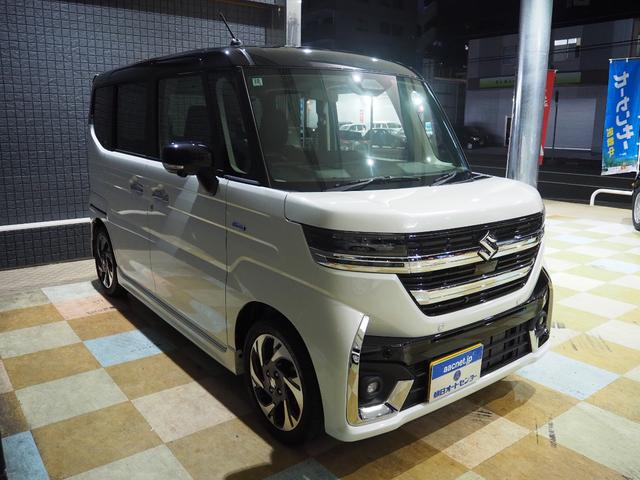 スペーシアカスタム ハイブリッドXSターボ ツートンカラー 純正9インチナビ 全方位モニター セーフティサポート シートヒーター ステリングヒーター 両側パワースライドドア 電動パーキングブレーキ パドルシフト(9枚目)