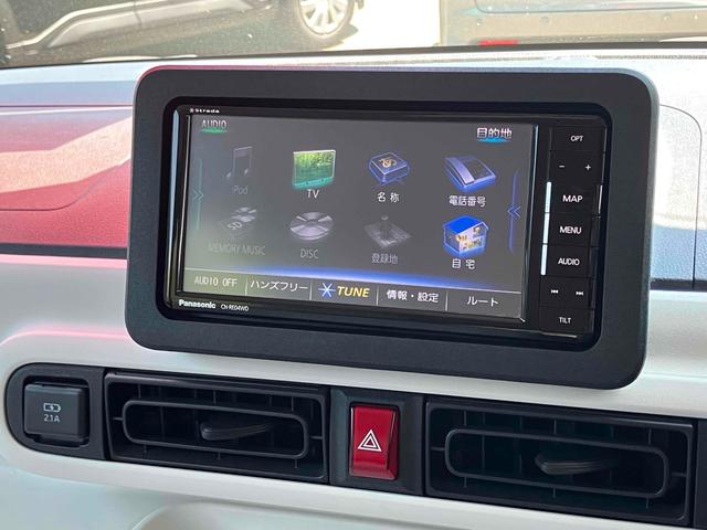 ムーヴキャンバス ストライプスＸ　バックカメラ　両側電動スライドドア　ナビ　ＴＶ　クリアランスソナー　衝突被害軽減システム　オートライト　スマートキー　アイドリングストップ　電動格納ミラー　ベンチシート　ＣＶＴ　盗難防止システム（6枚目）