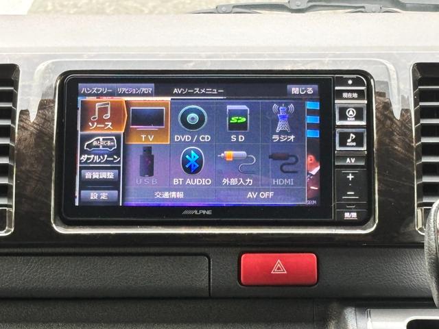 ハイエースバン スーパーGL ダークプライムII 禁煙 モデリスタフルエアロ ESSEX18AW ローダウン オーバーフェンダー リヤスポ シルクブレイズフェンダーミラー 社外LEDテール 革調シートカバー LEDヘッド アルパインナビ フルセグTV(10枚目)