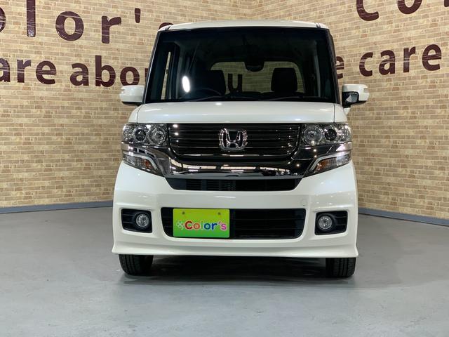 N-BOXカスタム G・Lパッケージ プッシュスタートエンジン クラリオンCDオーディオ ETC 左側パワースライドドア 純正HIDヘッドライト ステアリングスイッチ オートライト フロントフォグランプ マット・バイザー(33枚目)