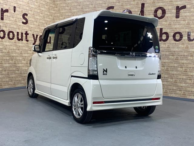 N-BOXカスタム G・Lパッケージ プッシュスタートエンジン クラリオンCDオーディオ ETC 左側パワースライドドア 純正HIDヘッドライト ステアリングスイッチ オートライト フロントフォグランプ マット・バイザー(36枚目)