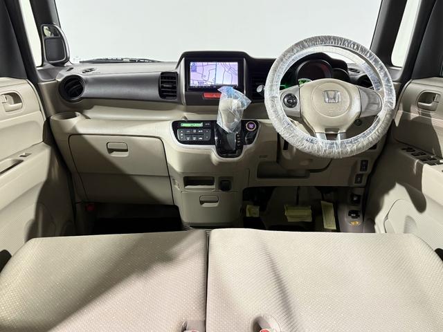 N-BOX G・Lパッケージ 保証付き 修復歴無 ETC PSD フルセグナビTV DVD CD ESC Pスタート アイドリングストップ ステリモ オートエアコン スマートキー 社外14インチAW 電動格納ミラー レベライザー(6枚目)