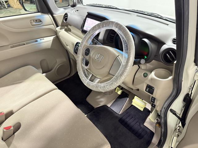 N-BOX G・Lパッケージ 保証付き 修復歴無 ETC PSD フルセグナビTV DVD CD ESC Pスタート アイドリングストップ ステリモ オートエアコン スマートキー 社外14インチAW 電動格納ミラー レベライザー(30枚目)