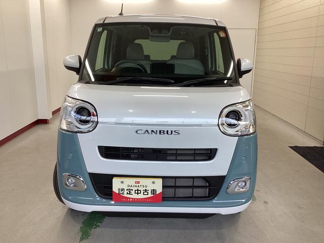 ムーヴキャンバス ストライプスＧ　衝突被害軽減ブレーキ　横滑り防止装置　オートマチックハイビーム　アイドリングストップ　ステアリングスイッチ　オートライト　キーフリーシステム　オートエアコン　ナビ　ドラレコ　ＥＴＣ　マット（4枚目）