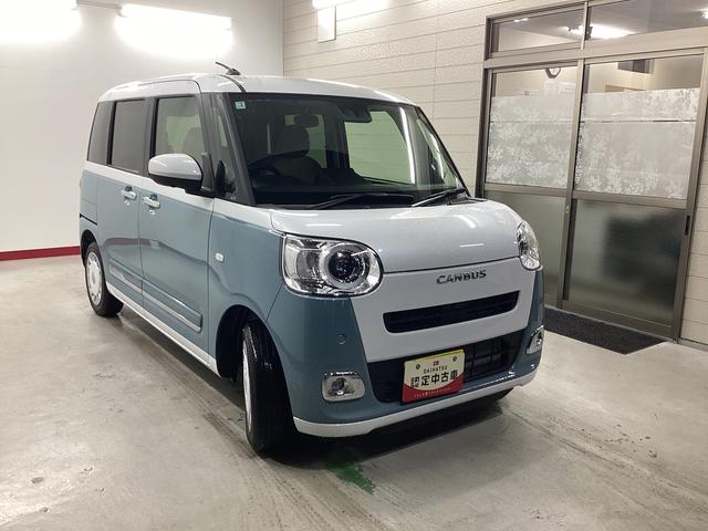 ムーヴキャンバス ストライプスG 衝突被害軽減ブレーキ 横滑り防止装置 オートハイビーム アイドリングストップ ステアリングスイッチ オートライト キーフリーシステム オートエアコン パノラマカメラ(6枚目)