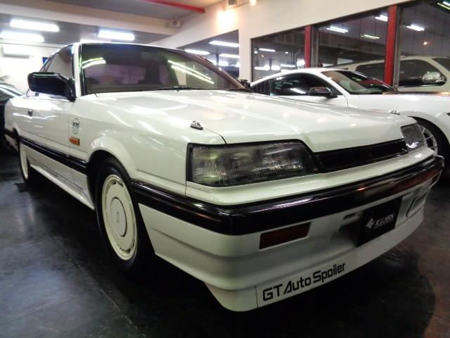 スカイライン GTS-Xツインカム24Vターボ ホワイトカラー2DHTクーペボディRB20DETターボエンジン純正5MTミッションFGKマフラータワーバー追加メーターGTオートスポイラー純正ディスクアルミRスポイラーンオーナー車Tベルト交換済(2枚目)