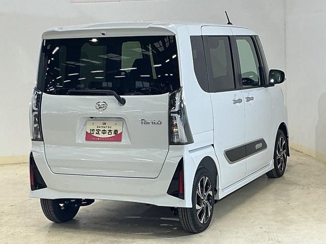 タント カスタムＸ　デモカー　全方位カメラ　両側電動スライドドア　デモカー　パノラマモニター　両側電動スライドドア　前席シートヒーター　前後コーナーセンサー　１４インチ純正アルミホイール　オートマチックハイビーム　オートブレーキホールド付き電子パーキング　スペアキー（16枚目）