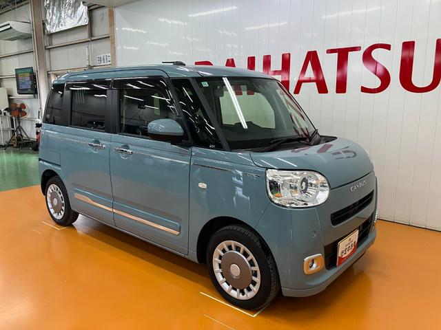 ムーヴキャンバス セオリーＧターボ　サポカーＳワイド適合　ドラレコ　ＵＳＢ接続端子　電動パーキングブレーキ　全車速追従機能付ＡＣＣ　パノラマモニター対応　ＵＳＢ接続端子　ＥＴＣ　シートヒーター　両側オートスライドドア　Ｐスタート（7枚目）