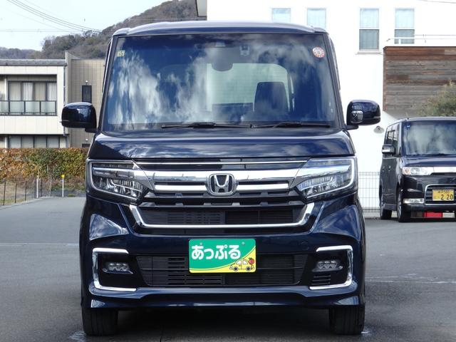 N-BOXカスタム Lターボ 純正9型ナビ ドラレコ クルコン ETC スマートキーPスタート パドルシフト ステリモ 両側パワスラ ハーフレザーシート LEDオートライト フォグライト 横滑り防止 衝突軽減 Rサンシェード(3枚目)