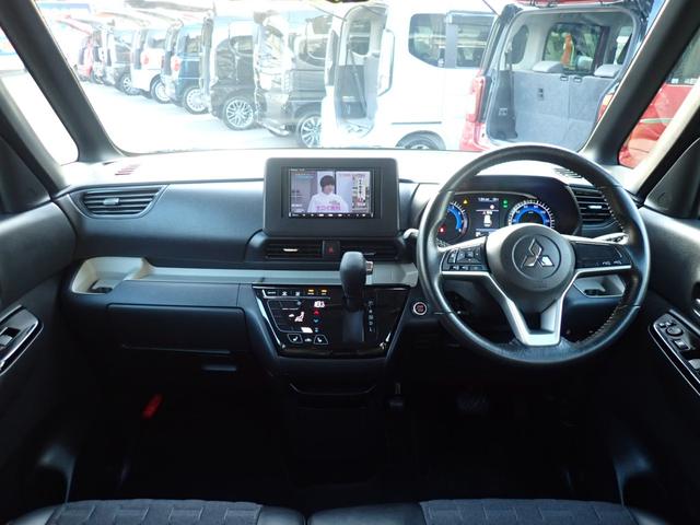 デリカミニ G 社外7インチナビ 左側電動スライドドア レーダーブレーキ ビルドインETC 前後ドライブレコーダー ハーフレザーシート バックカメラ サイド/カーテンエアバッグ(2枚目)