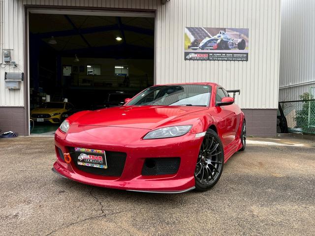 ＲＸ－８ タイプＳ　車高調ＯＳ技研ＬＳＤシングルメタルクラッチ吸排気　アルミラジエーターＥＣＵ　ＲＥ雨宮マツスピエアロ　フロントリヤヴェルサイドサイドステップＧＴウイング　ＨＤＤナビレカロ　フルバケ　ＷＥＤＳＳＡ－７２Ｒ（2枚目）