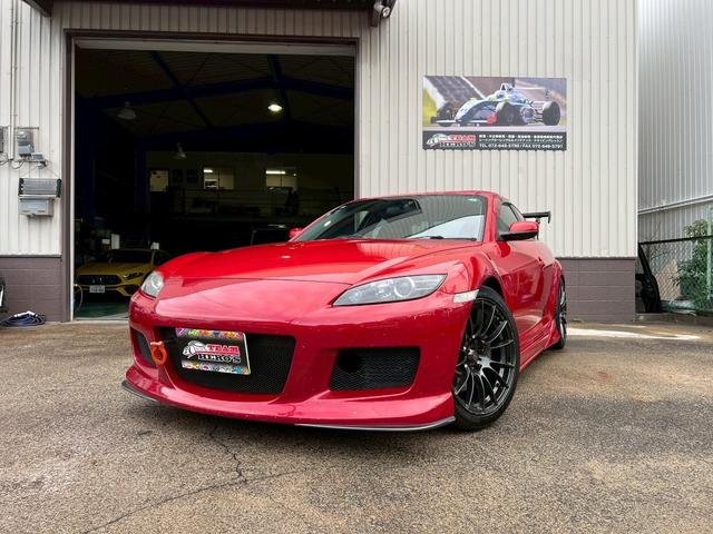 ＲＸ－８ タイプＳ　車高調ＯＳ技研ＬＳＤシングルメタルクラッチ吸排気　アルミラジエーターＥＣＵ　ＲＥ雨宮マツスピエアロ　フロントリヤヴェルサイドサイドステップＧＴウイング　ＨＤＤナビレカロ　フルバケ　ＷＥＤＳＳＡ－７２Ｒ（4枚目）