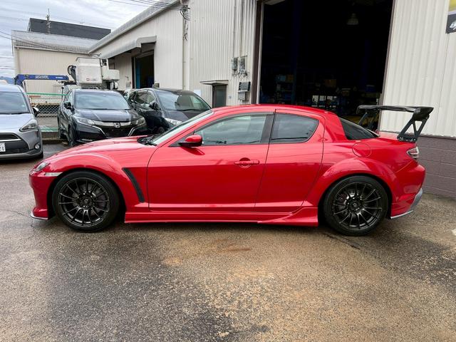 ＲＸ－８ タイプＳ　車高調ＯＳ技研ＬＳＤシングルメタルクラッチ吸排気　アルミラジエーターＥＣＵ　ＲＥ雨宮マツスピエアロ　フロントリヤヴェルサイドサイドステップＧＴウイング　ＨＤＤナビレカロ　フルバケ　ＷＥＤＳＳＡ－７２Ｒ（5枚目）