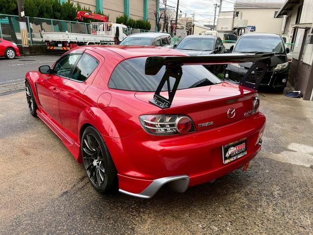 ＲＸ－８ タイプＳ　車高調ＯＳ技研ＬＳＤシングルメタルクラッチ吸排気　アルミラジエーターＥＣＵ　ＲＥ雨宮マツスピエアロ　フロントリヤヴェルサイドサイドステップＧＴウイング　ＨＤＤナビレカロ　フルバケ　ＷＥＤＳＳＡ－７２Ｒ（12枚目）