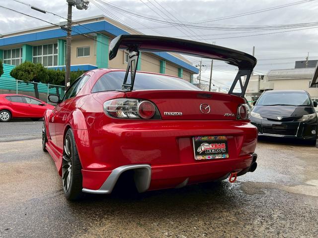 ＲＸ－８ タイプＳ　車高調ＯＳ技研ＬＳＤシングルメタルクラッチ吸排気　アルミラジエーターＥＣＵ　ＲＥ雨宮マツスピエアロ　フロントリヤヴェルサイドサイドステップＧＴウイング　ＨＤＤナビレカロ　フルバケ　ＷＥＤＳＳＡ－７２Ｒ（13枚目）