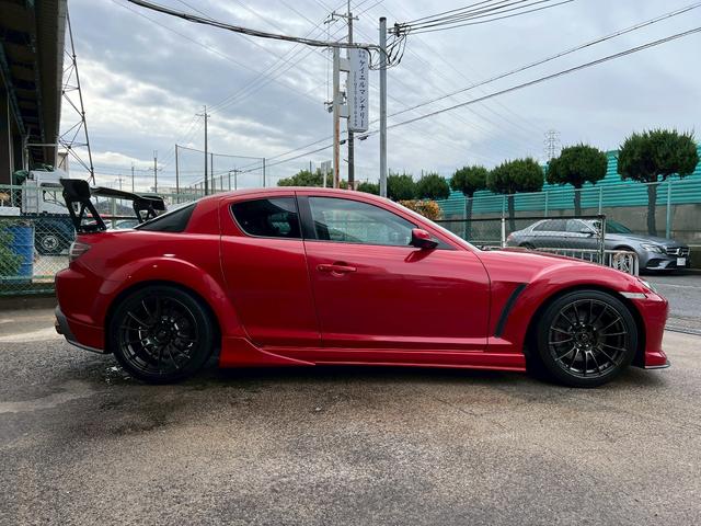 ＲＸ－８ タイプＳ　車高調ＯＳ技研ＬＳＤシングルメタルクラッチ吸排気　アルミラジエーターＥＣＵ　ＲＥ雨宮マツスピエアロ　フロントリヤヴェルサイドサイドステップＧＴウイング　ＨＤＤナビレカロ　フルバケ　ＷＥＤＳＳＡ－７２Ｒ（18枚目）