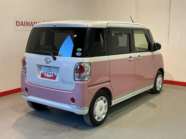 ムーヴキャンバス ＧメイクアップＶＳ　ＳＡＩＩＩ　ナビ　パノラマモニター　ｉ－ｓｔｏｐ　プッシュスタートスマートキー　追突被害軽減ブレーキ　盗難防止アラーム　エアバック　ＬＥＤ　キーフリー　横滑り防止装置　電動格納ミラー（6枚目）