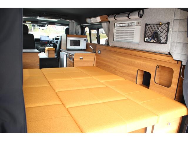 ハイエースバン キャンピングカー長野 スペースキャンパー 軽油 6名乗車 リチウム300Ah FFヒーター ウインドウエアコン ソーラーパネル 電子レンジ PIVOTクルコン 2000Wインバーター マックスファン メモリーナビ 冷蔵庫 防虫ネット TSS(64枚目)